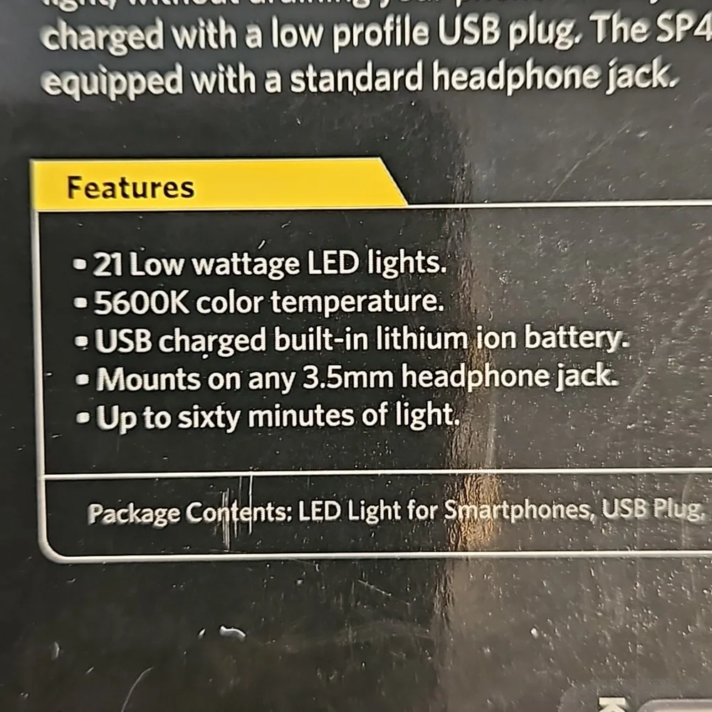 KODAK SP410 LED Light for Smartphones Hi-Power 21 LED rechargeable battery NIB